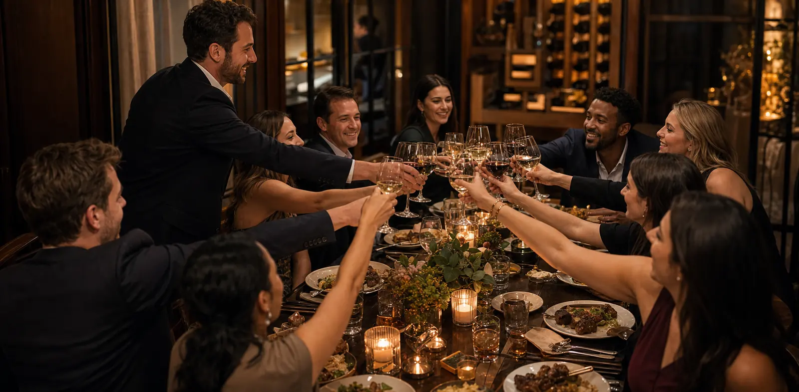 Guests celebrating around a private dining table